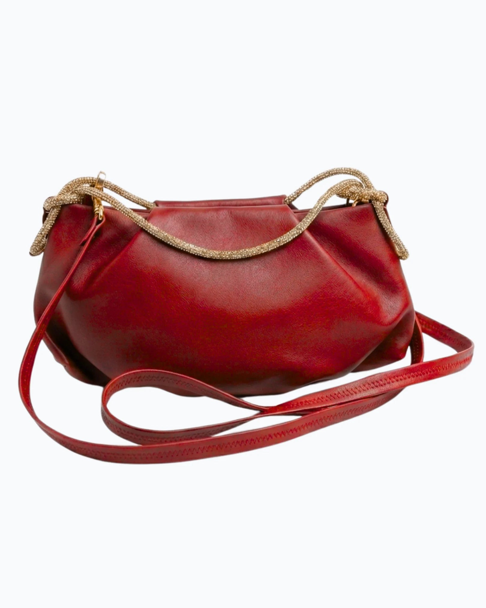 Lora Halle Crystal-Handle Cloud Clutch Bag- Burgundy – LORA HALLE