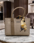 Aesthetic Herringbone Beige Satchel Bag