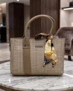 Aesthetic Herringbone Beige Satchel Bag