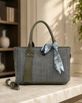 Aesthetic Herringbone Grey Satchel Bag