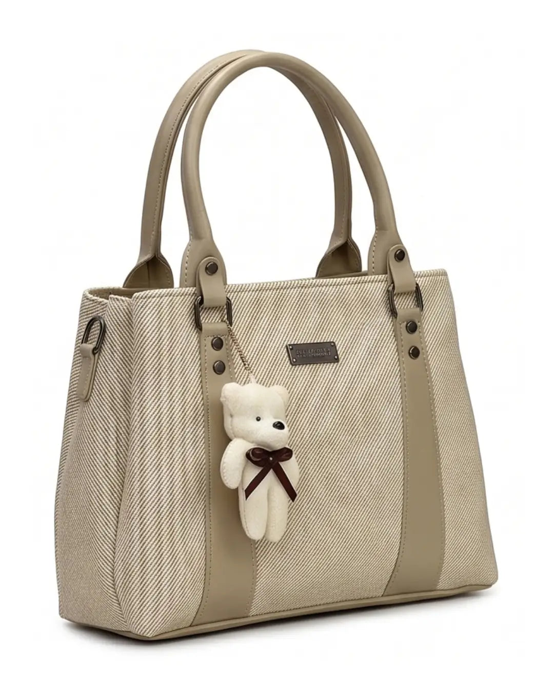 Playful Twill Off White Satchel Bag