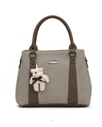 Playful Twill Brown & Beige Satchel Bag
