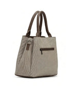 Playful Twill Brown & Beige Satchel Bag