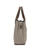 Playful Twill Brown & Beige Satchel Bag