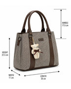 Playful Twill Brown & Beige Satchel Bag