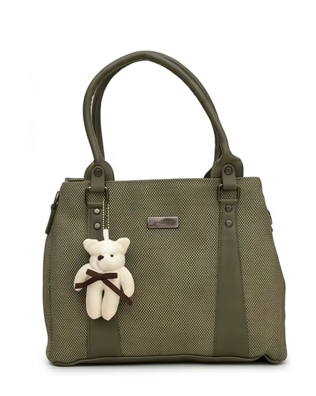 Playful Twill Olive Green Satchel Bag