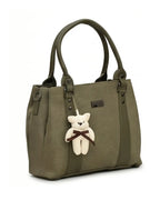 Playful Twill Olive Green Satchel Bag