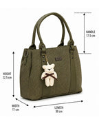Playful Twill Olive Green Satchel Bag