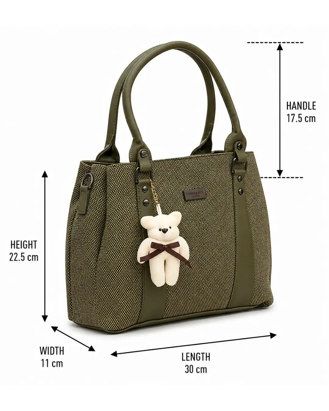 Playful Twill Olive Green Satchel Bag
