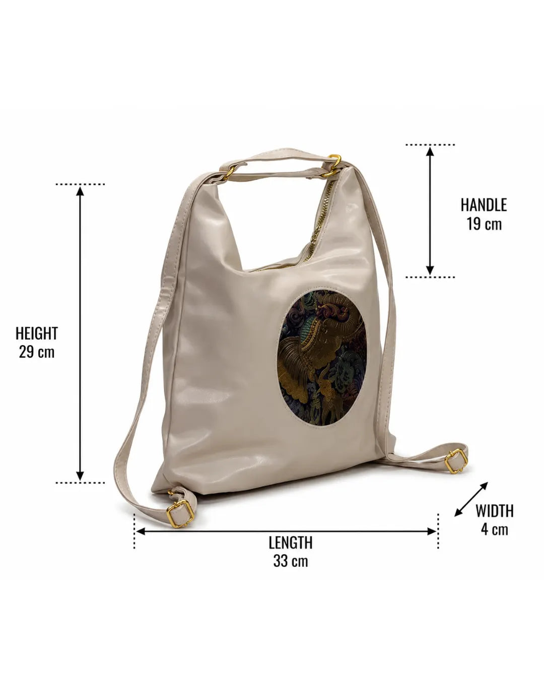 Ethnic Motif Soft Hobo Bag - Grey