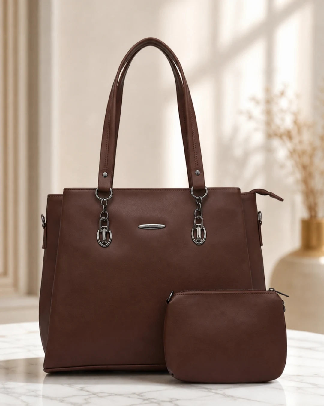 Spacious Workwear Tote Bag - Tan Brown