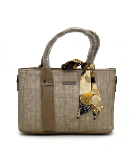 Aesthetic Herringbone Beige Satchel Bag