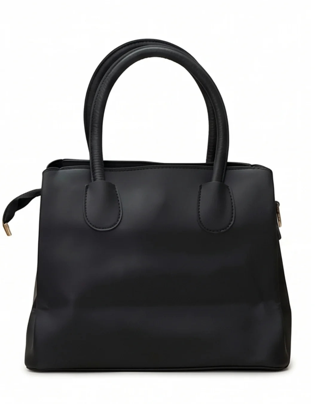 Black handbag on a white background