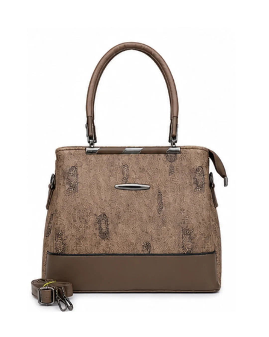 Sophisticated Jacquard Brown Satchel-6