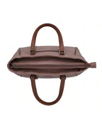 Brown leather briefcase with handles on a white background