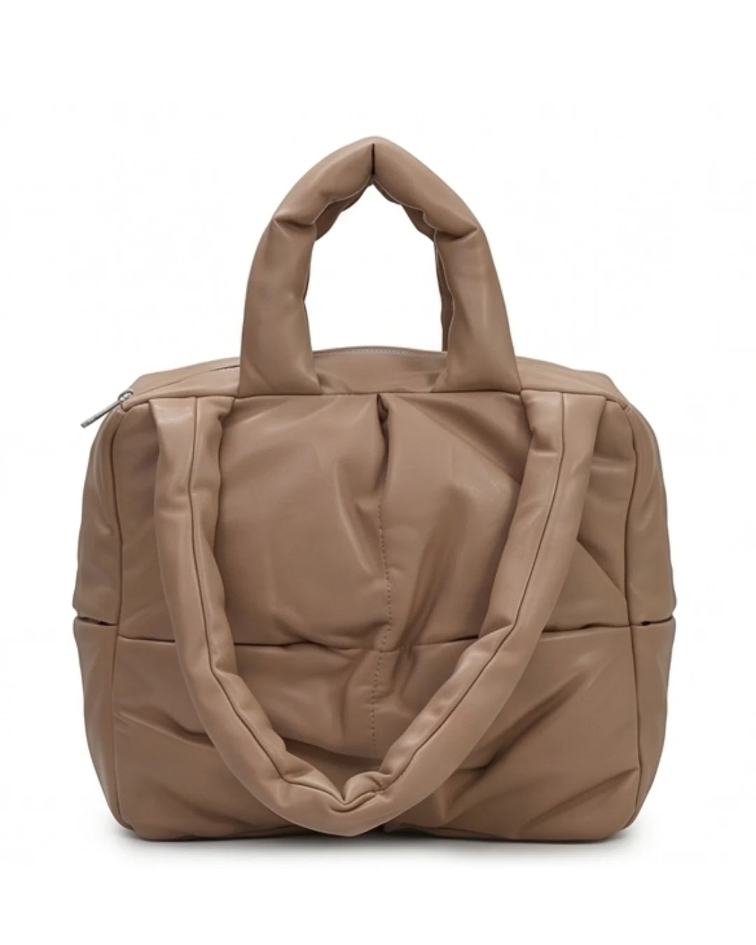 Puffy Quilted Trendy Bag - Brown