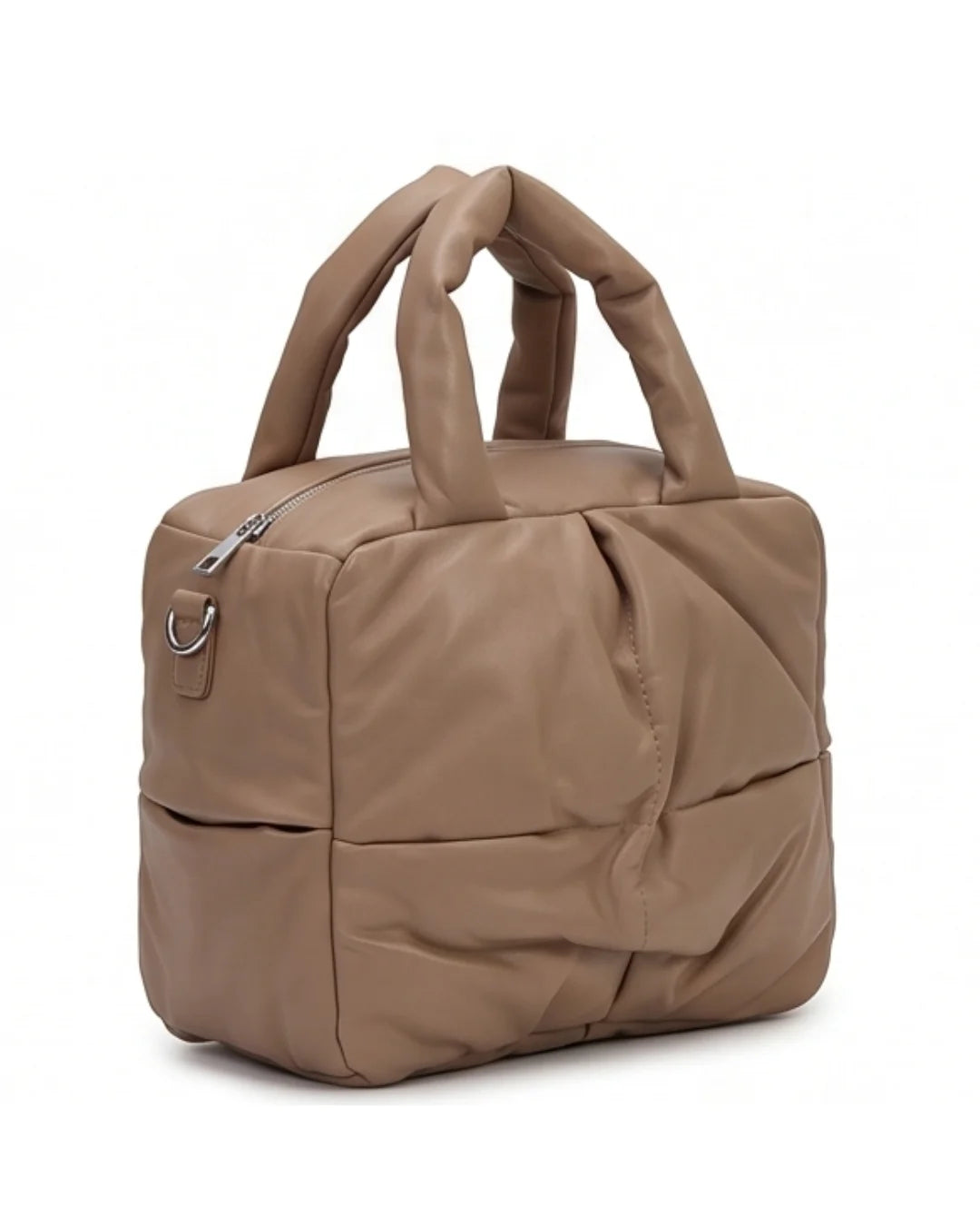 Puffy Quilted Trendy Bag - Brown
