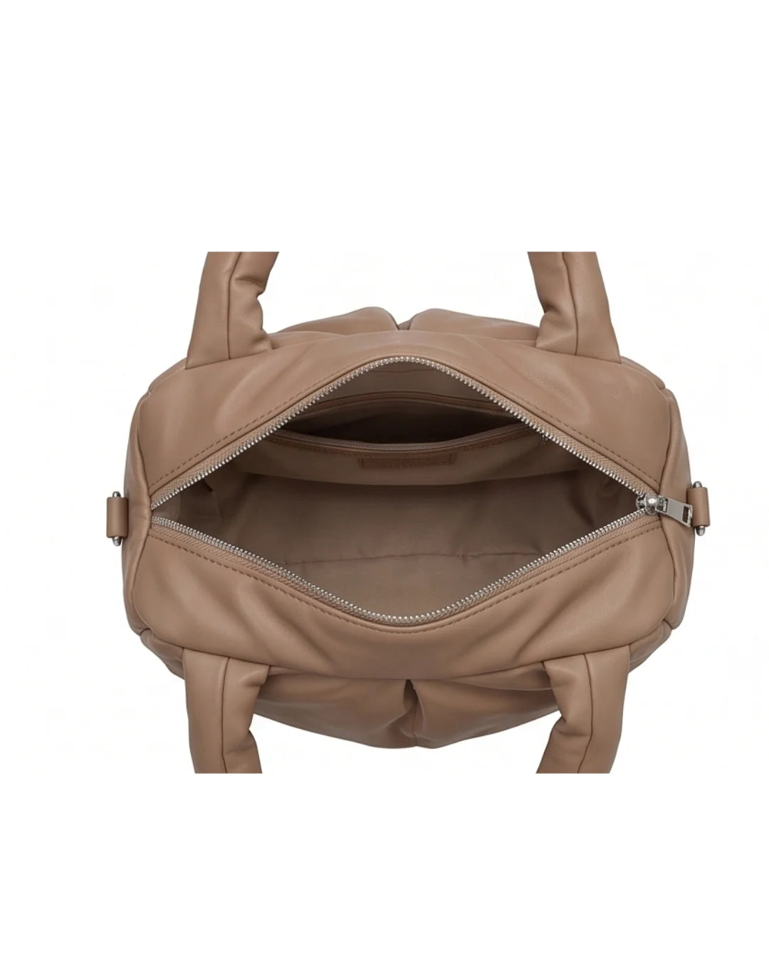 Puffy Quilted Trendy Bag - Brown