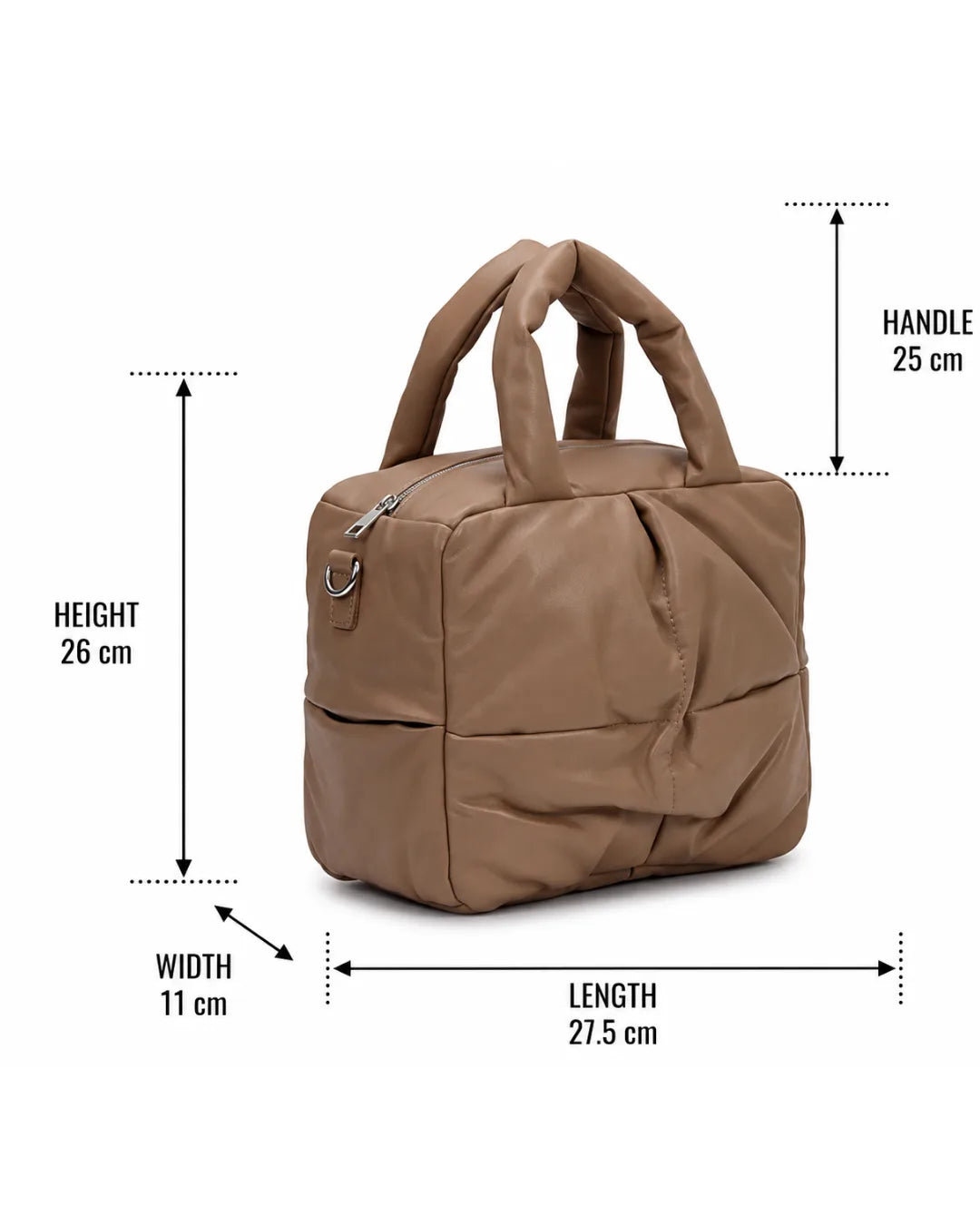 Puffy Quilted Trendy Bag - Brown