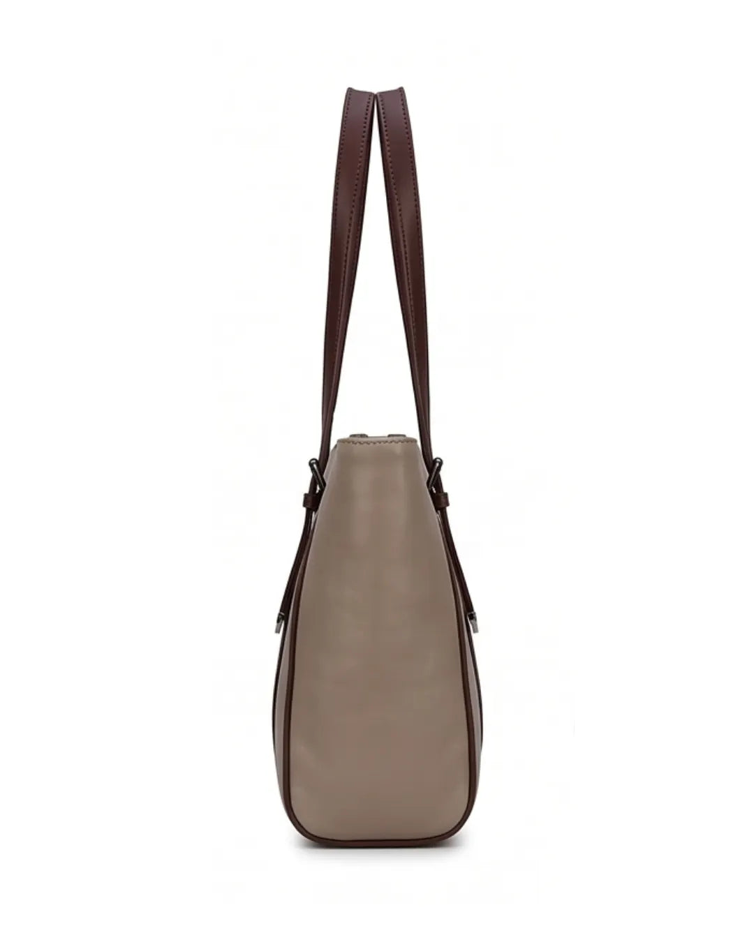 Brown handbag with a strap on a white background