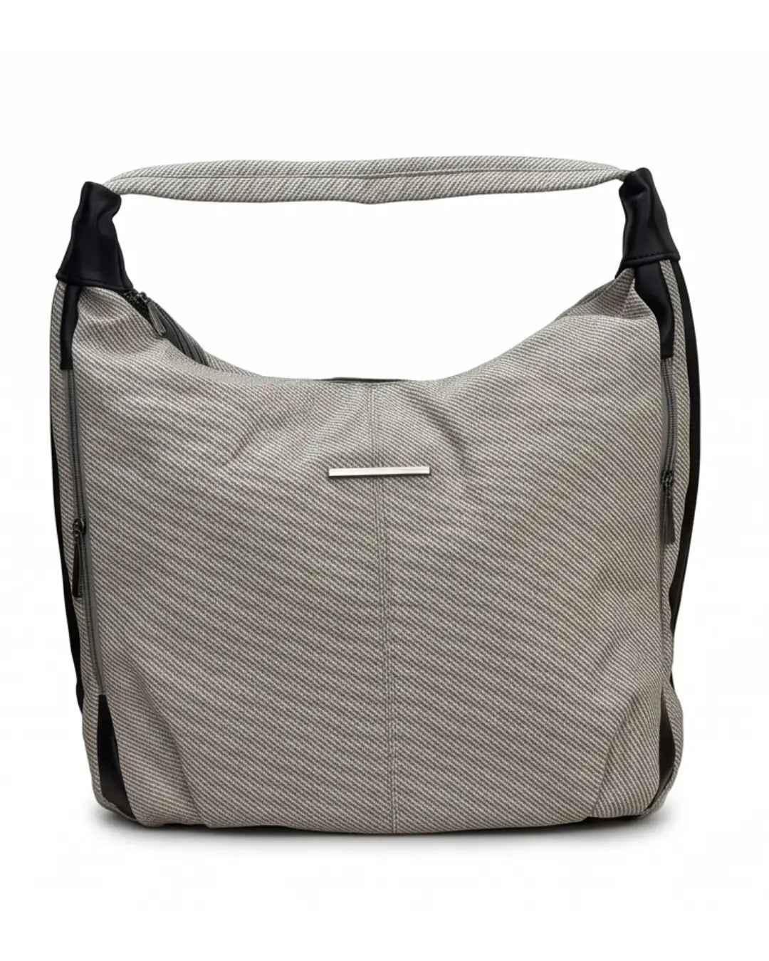 Stylish Woven Hobo Bag - Grey