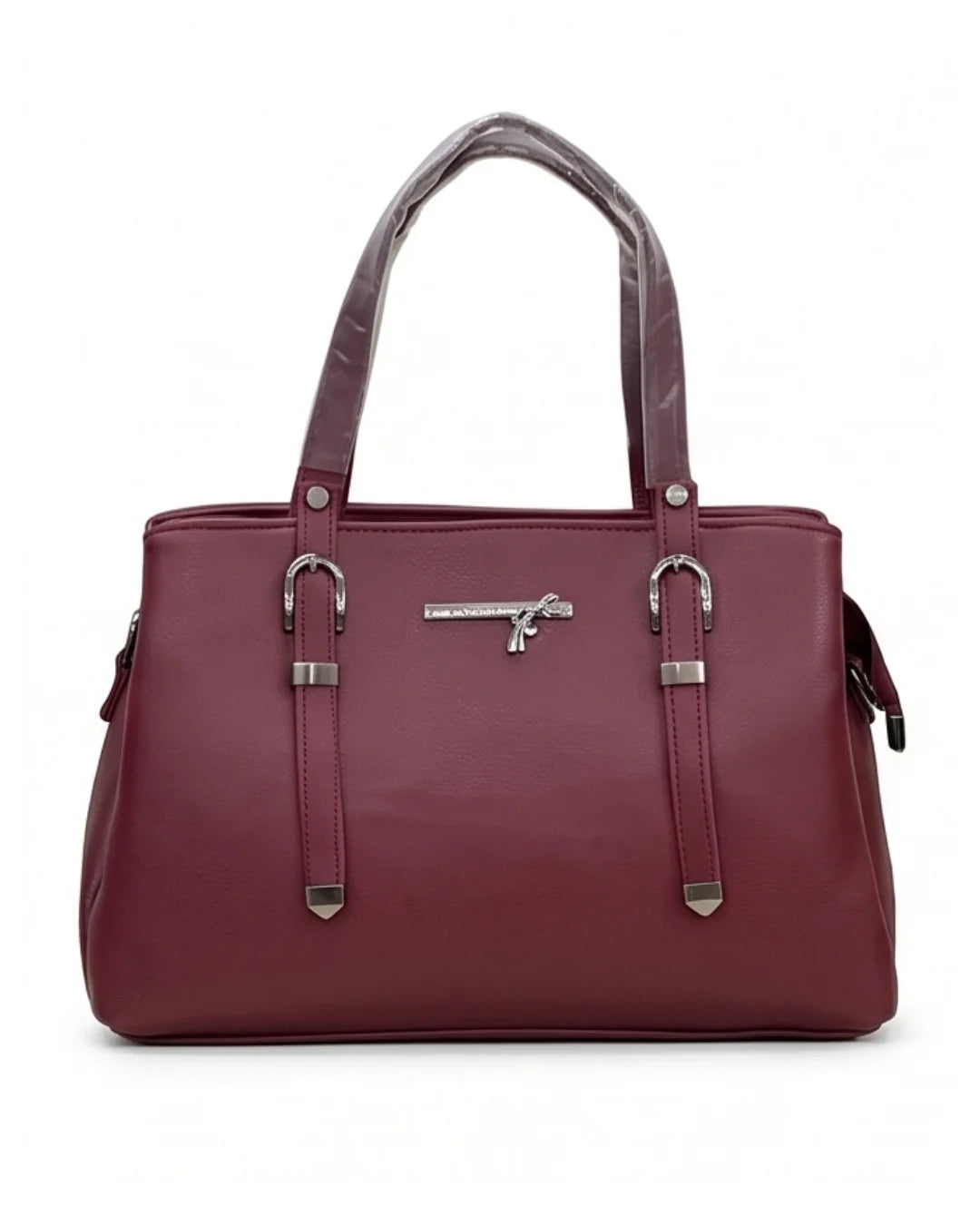 Minimalist Structured Burgundy Satchel Bag