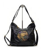 Ethnic Motif Soft Hobo Bag - Black
