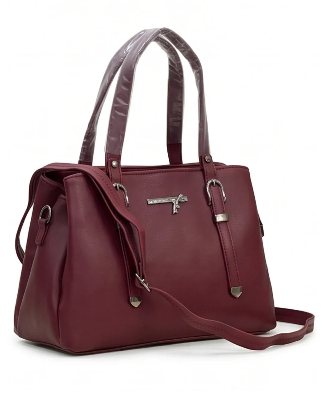 Minimalist Structured Burgundy Satchel Bag