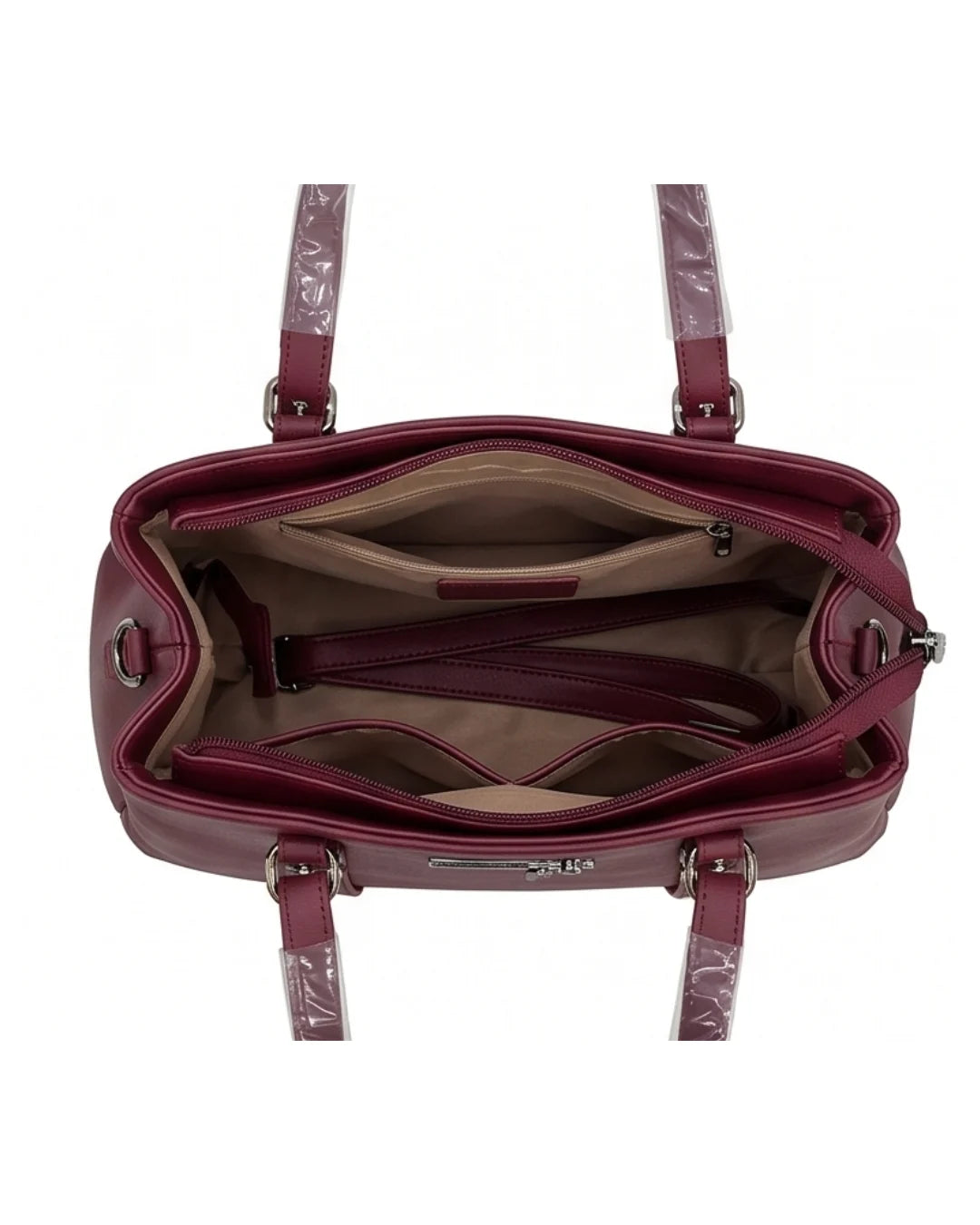 Minimalist Structured Burgundy Satchel Bag