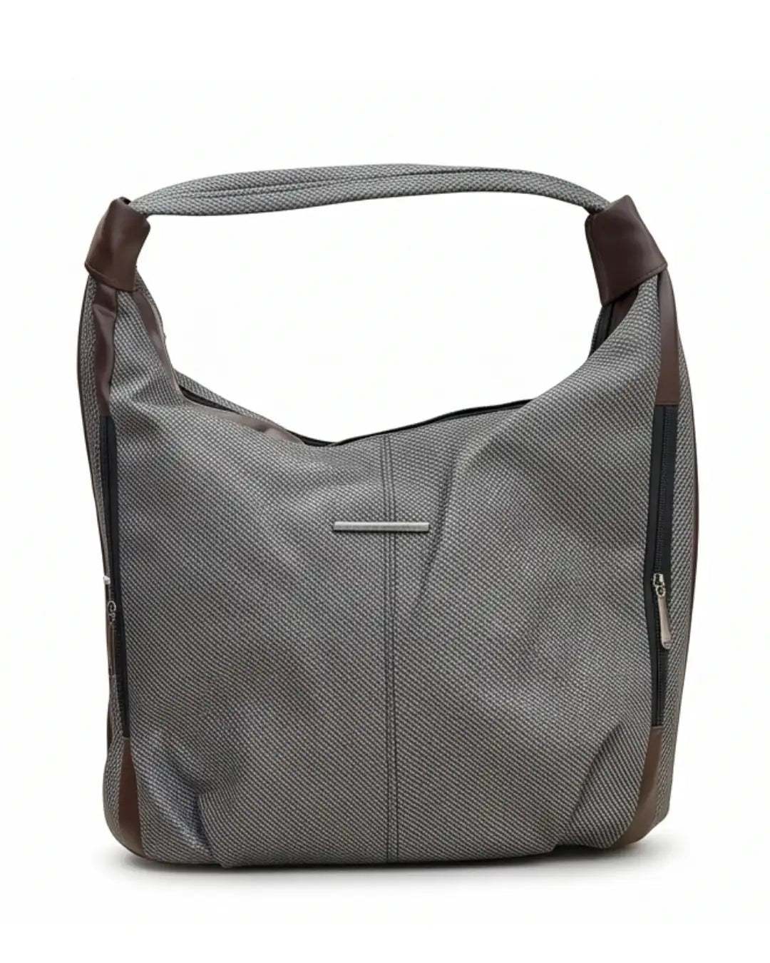 Stylish Woven Hobo Bag - Dark Grey