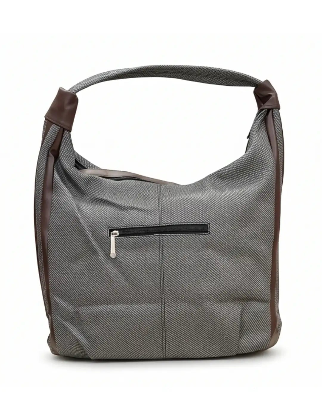 Stylish Woven Hobo Bag - Dark Grey