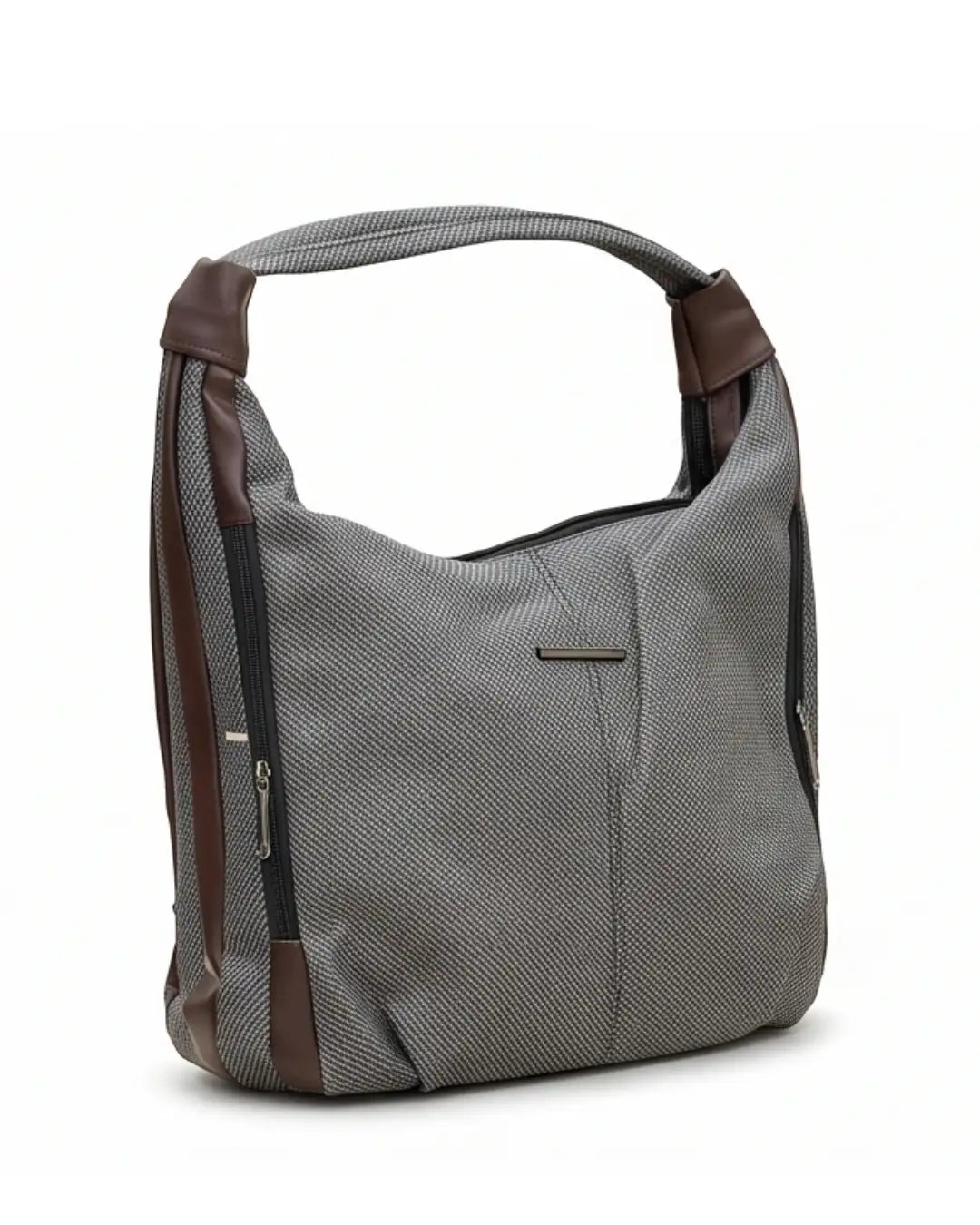 Stylish Woven Hobo Bag - Dark Grey
