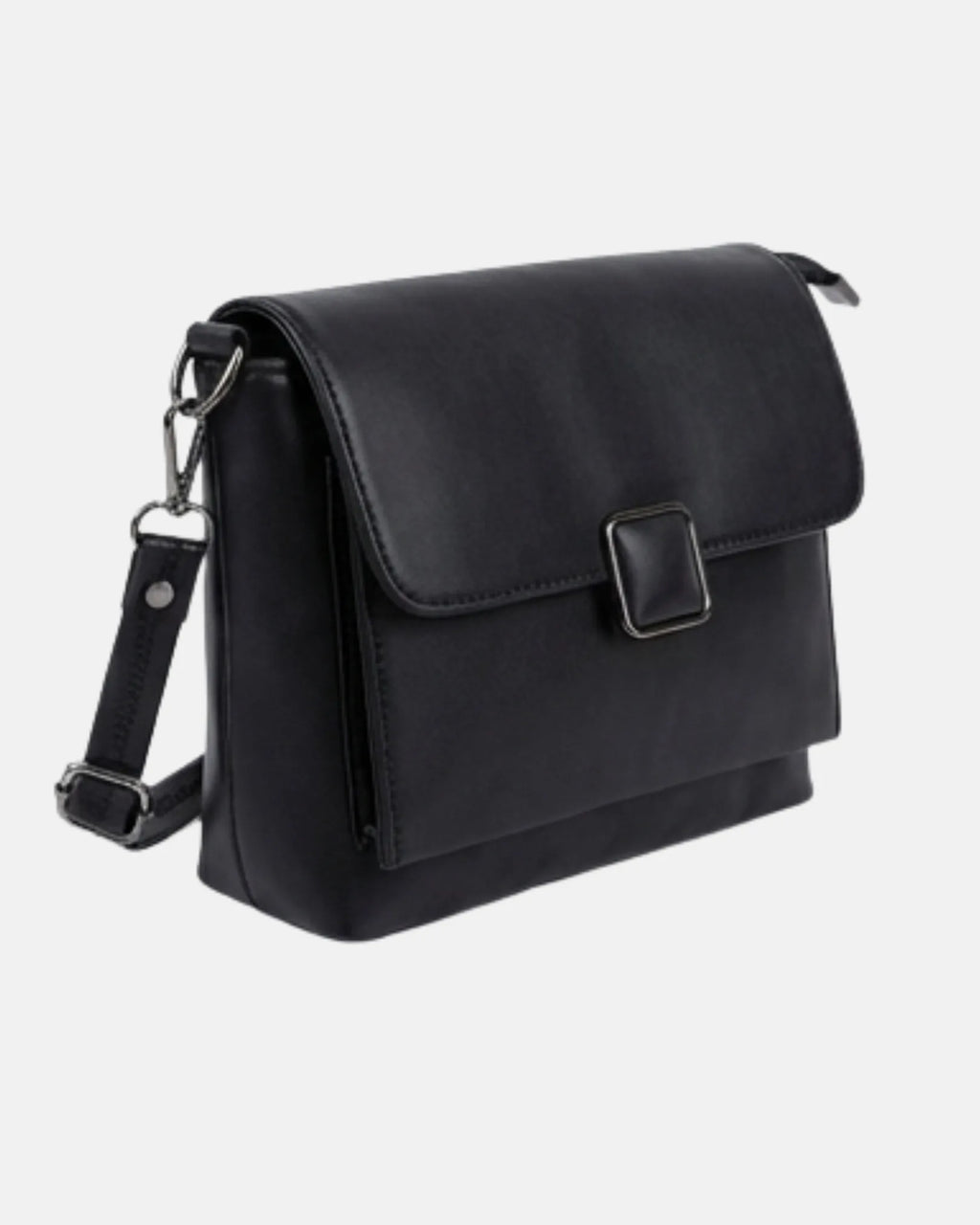 Side Bag For Girls - Black Classic Square Buckle - Lora Halle