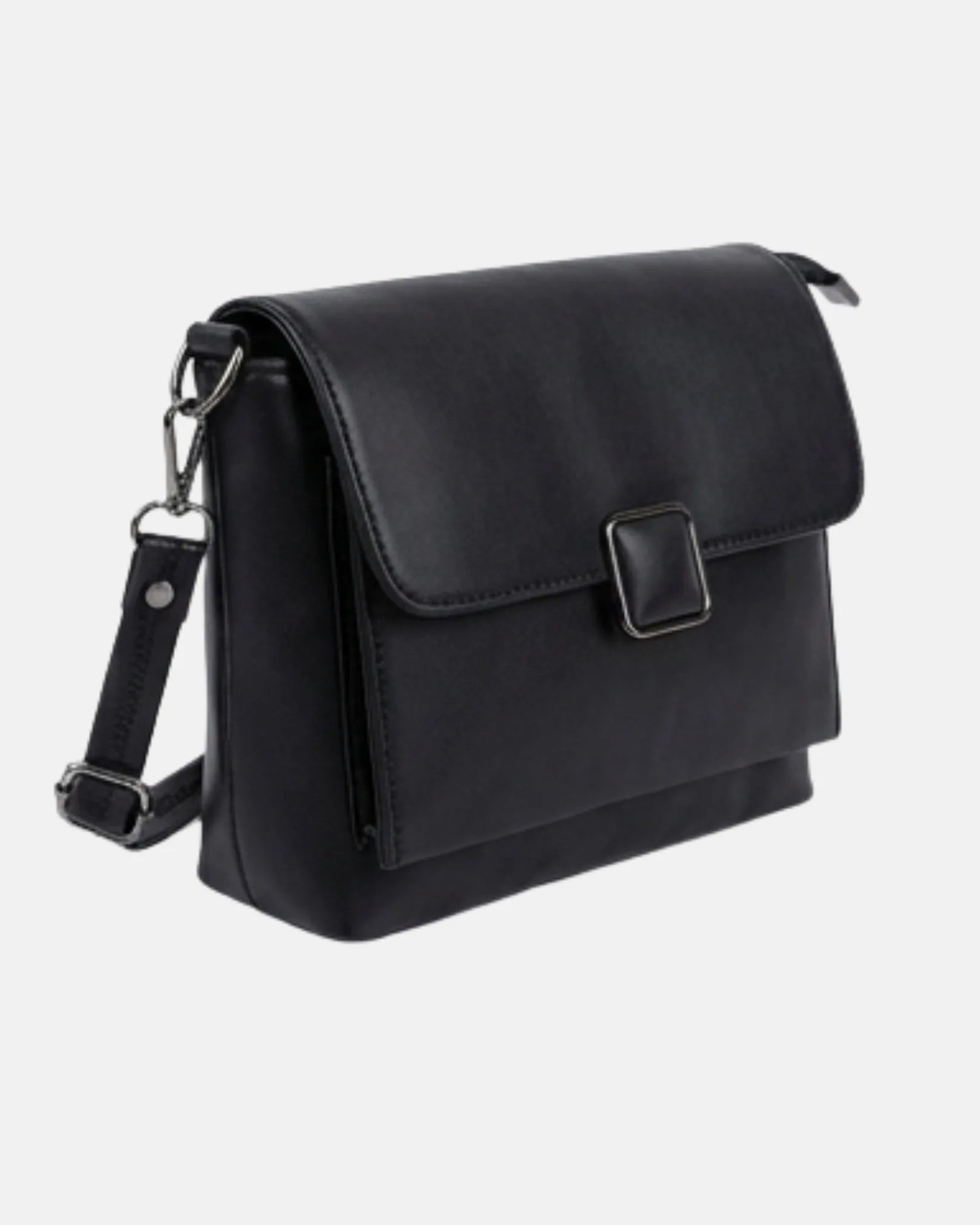 Side Bag For Girls - Black Classic Square Buckle - Lora Halle