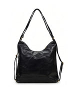 Ethnic Motif Soft Hobo Bag - Black