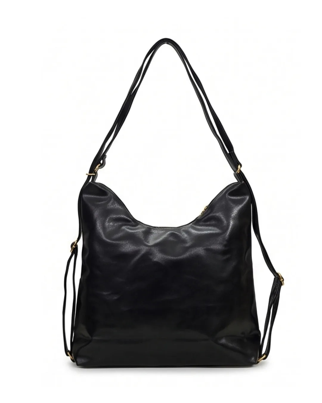 Ethnic Motif Soft Hobo Bag - Black
