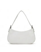 White handbag with a shoulder strap on a white background