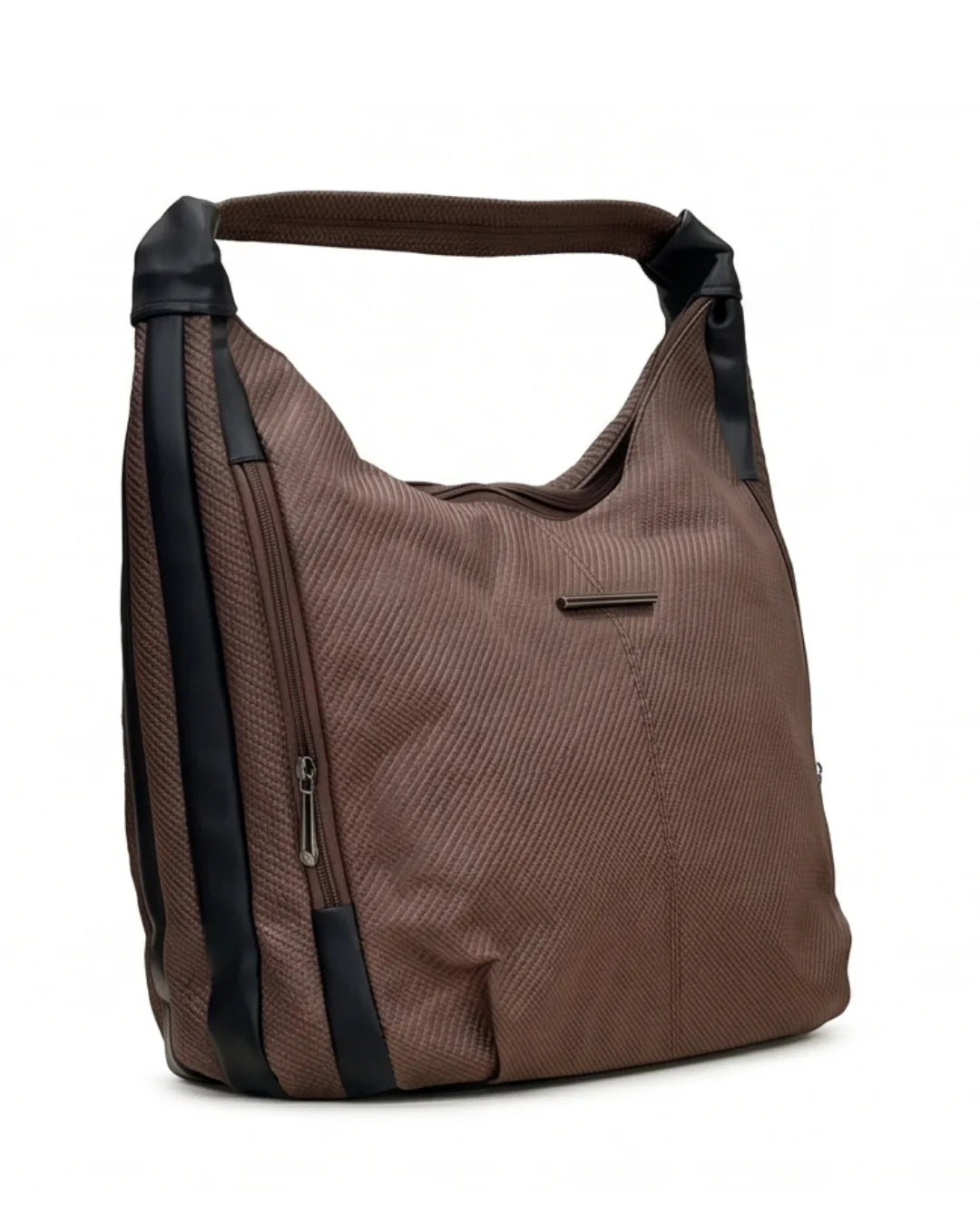 Stylish Woven Hobo Bag - Brown