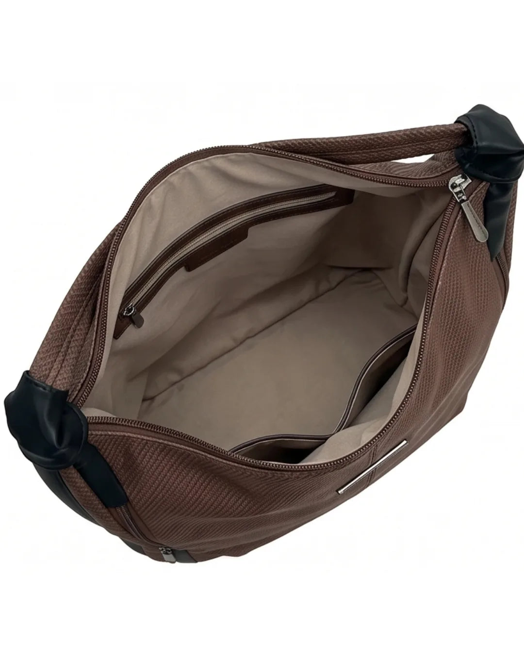 Stylish Woven Hobo Bag - Brown