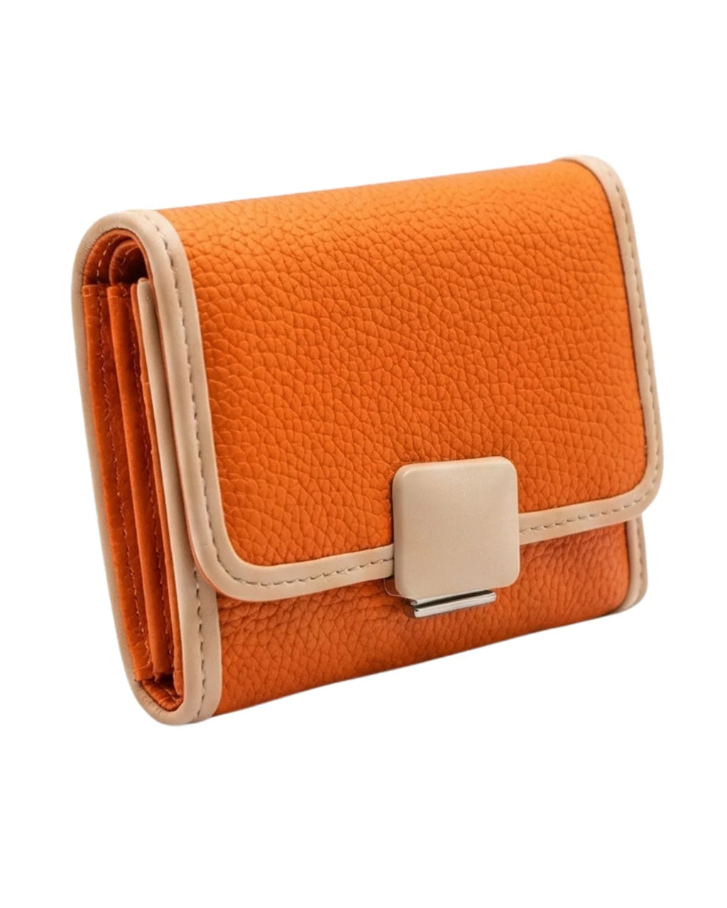 Textured Trifold Mini Wallet – Electric Orange