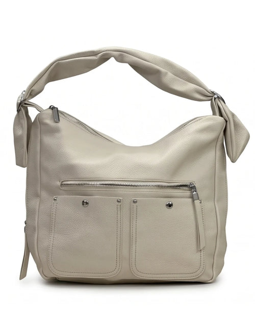 Chic & Trendy Slouchy Hobo - Beige White