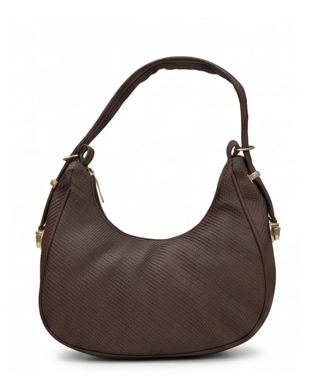 Woven Texture Crescent Bag - Maroon