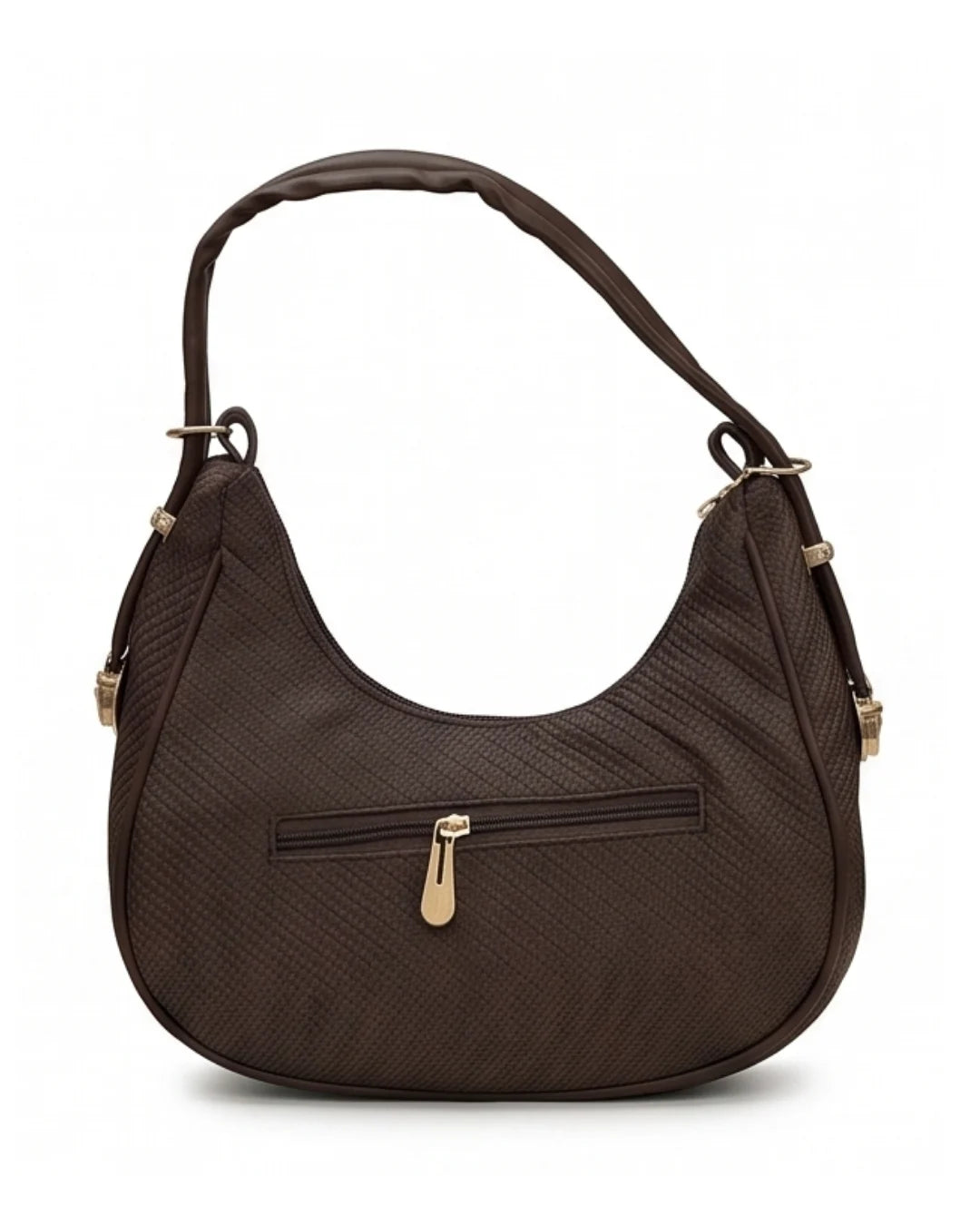 Woven Texture Crescent Bag - Maroon