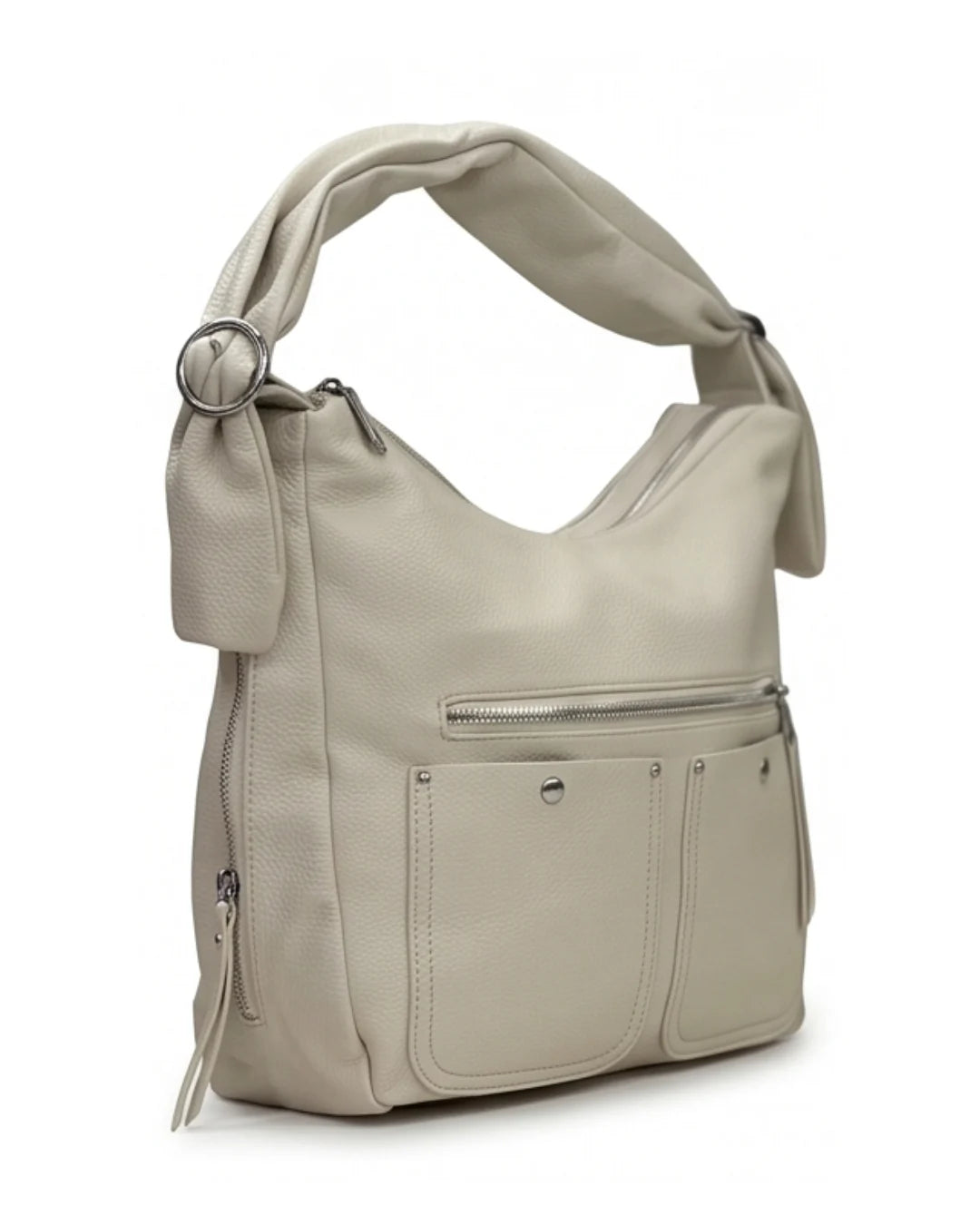 Chic & Trendy Slouchy Hobo - Beige White