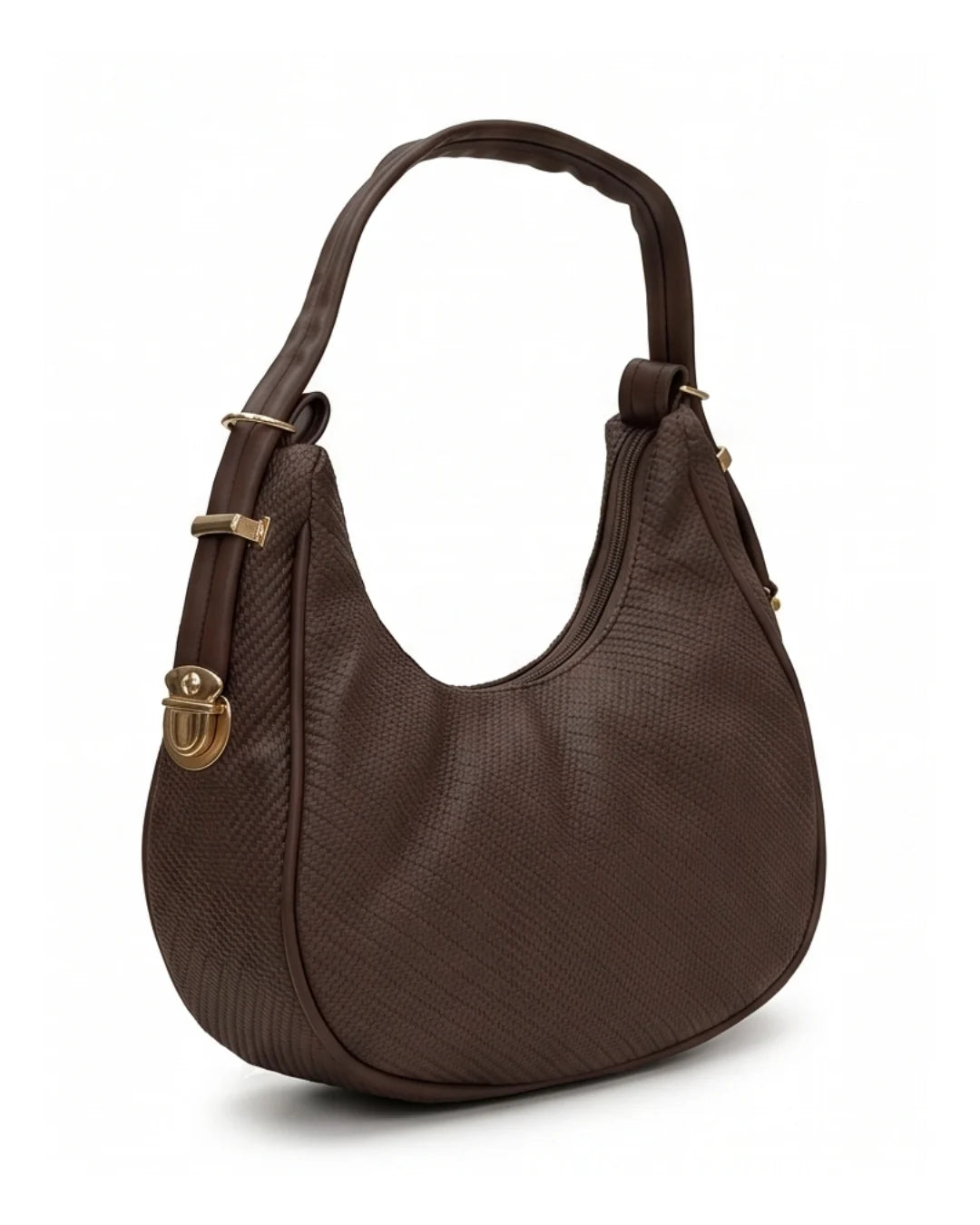 Woven Texture Crescent Bag - Maroon