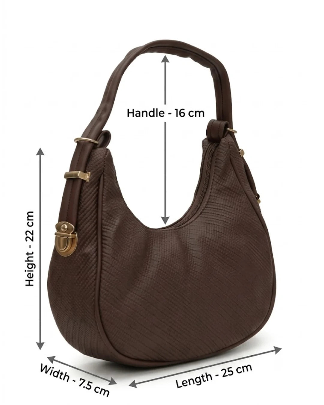 Woven Texture Crescent Bag - Maroon