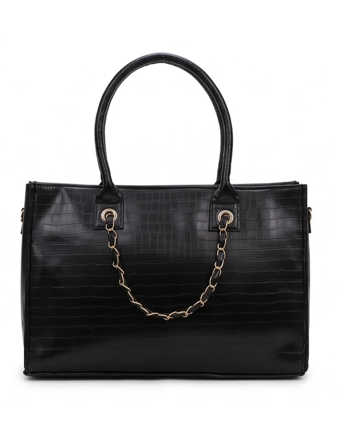 Textured Work Tote Bag - Black