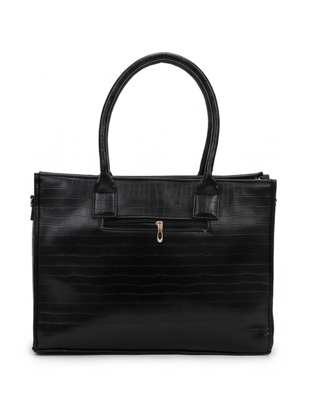 Textured Work Tote Bag - Black