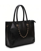 Textured Work Tote Bag - Black