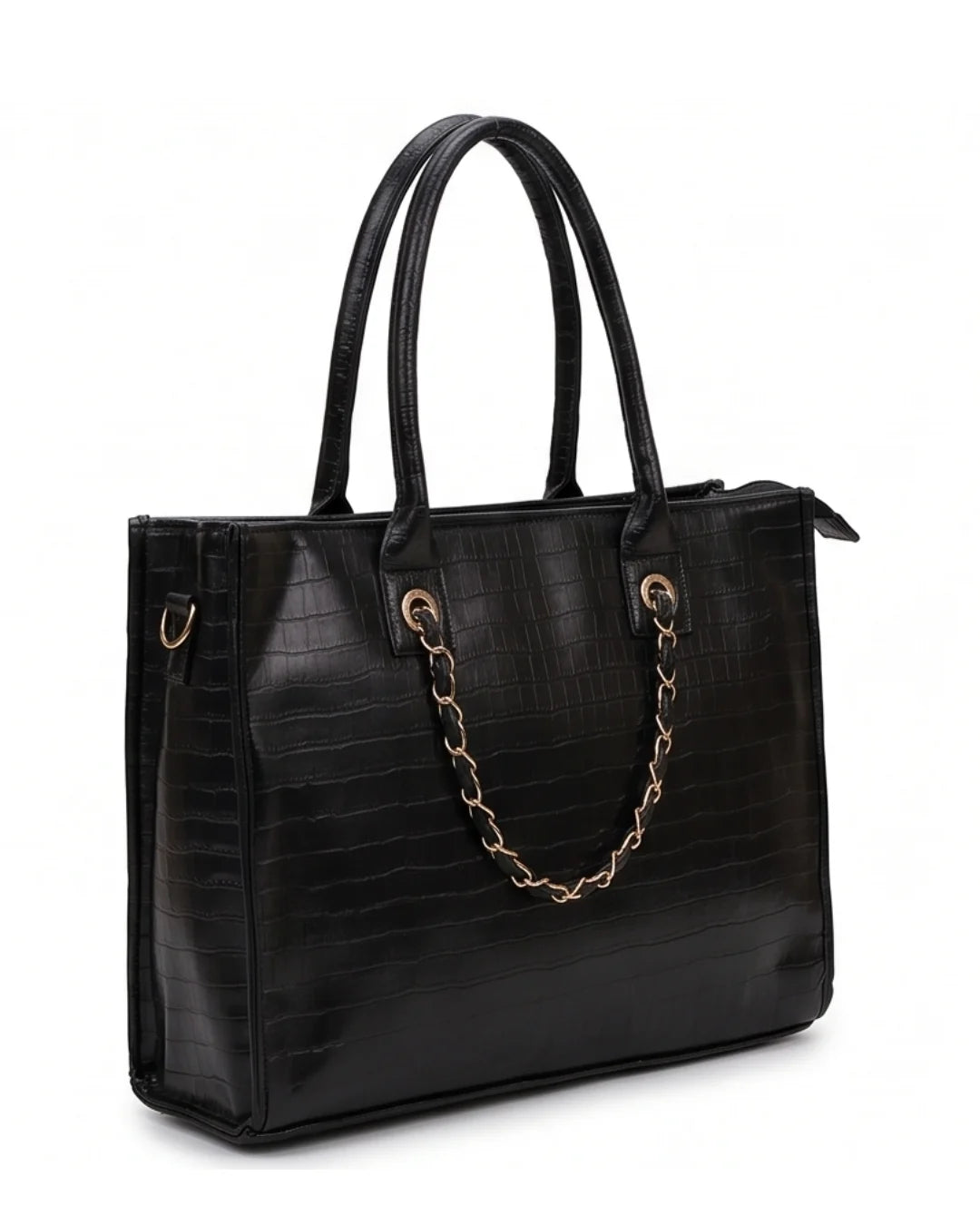 Textured Work Tote Bag - Black